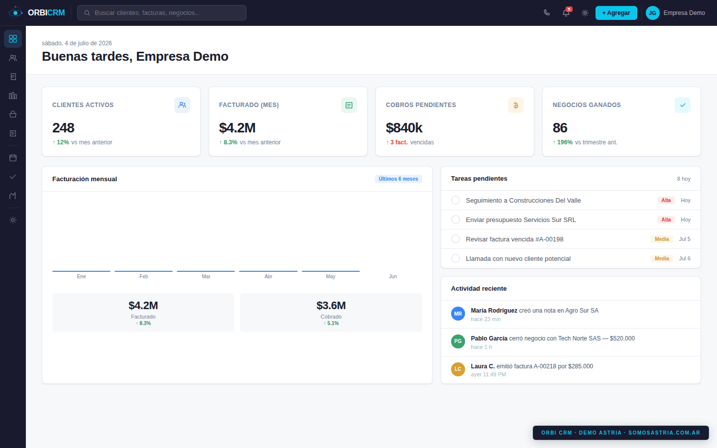 Captura de ORBI CRM